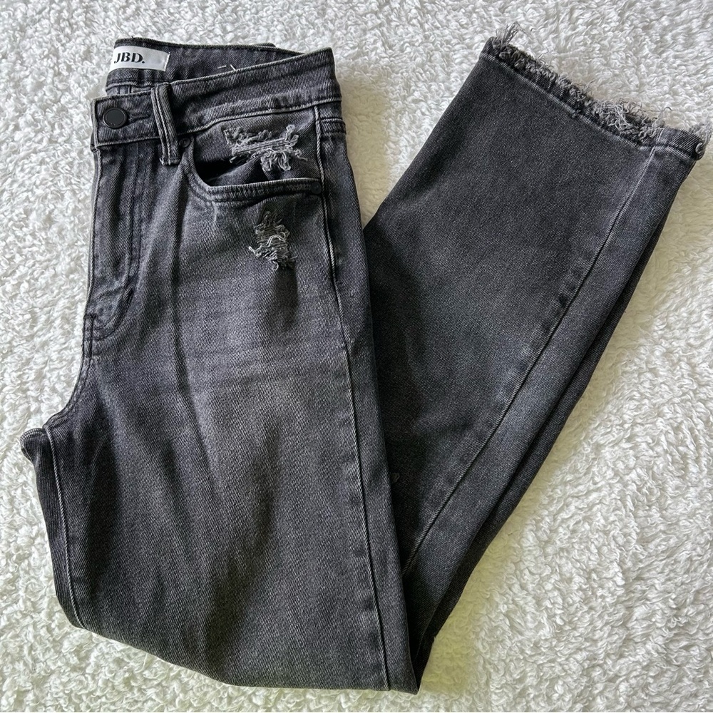 JBD Black Denim High Waisted Distressed Jeans Size 24